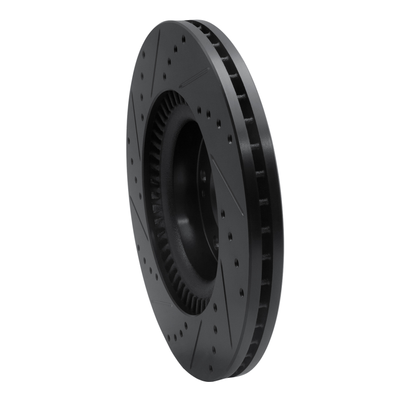 Hyundai Genesis Coupe Brake Rotor (1) - Front Right - R1 Concepts - Drilled & Slotted - Black - `10-`16